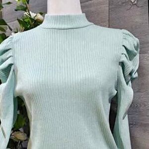 Chelsea28 Light Green Ribbed Sweater